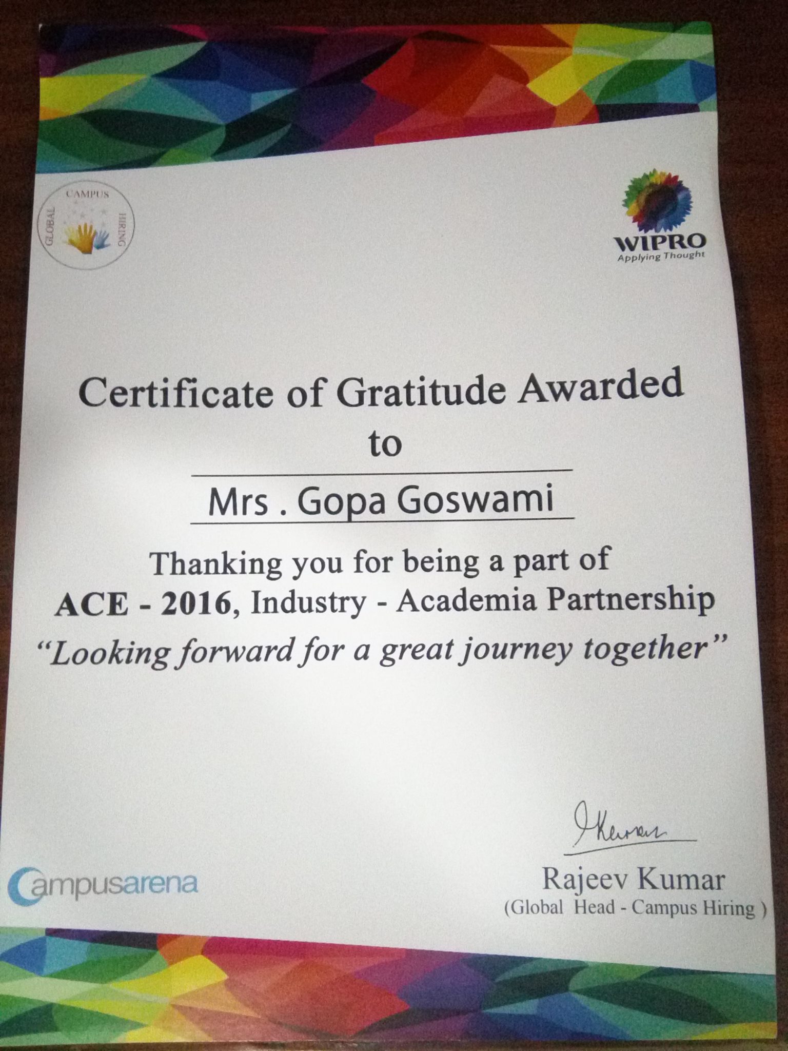 A certificate of achievement and momento was given to the IEM-UEM group ...