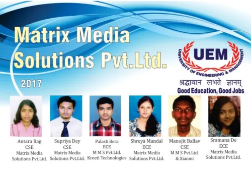 CONGRATULATIONS !!! to these brilliant students of the UEM, aipur for getting job offer in Matrix Media Solutions Pvt. Ltd