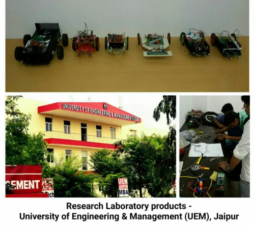 Students working late at the Research Laboratory of the University of Engineering & Management (UEM), Jaipur