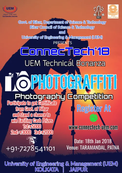 PHOTOGRAFFITI, a Photography Competition will be held at ConnecTech’18 UEM Technical Bonanza