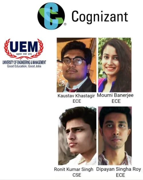 CONGRATULATIONS to these 2018 passout students of UEM Jaipur for getting job offer from Cognizant