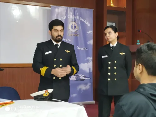 Deputy Commandants Yatin Vohra and Akansha Singh of the Indian Coast Guard addressed the students of UEM Kolkata