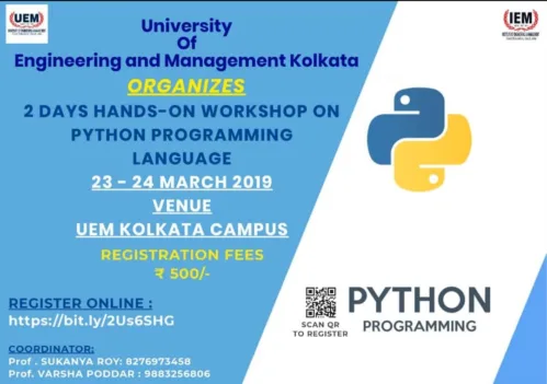 Upcoming Python Workshop at UEM Kolkata on 23rd and 24th March 2019