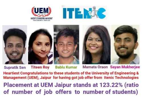Job offers from Itenic Technologies for students of UEM Jaipur