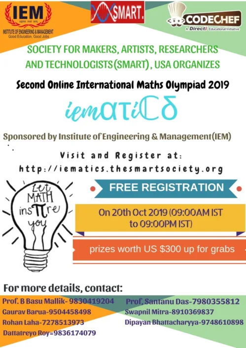 IEMATICS—2nd Online International Mathematics Olympiad sponsored by IEM in association with Codechef