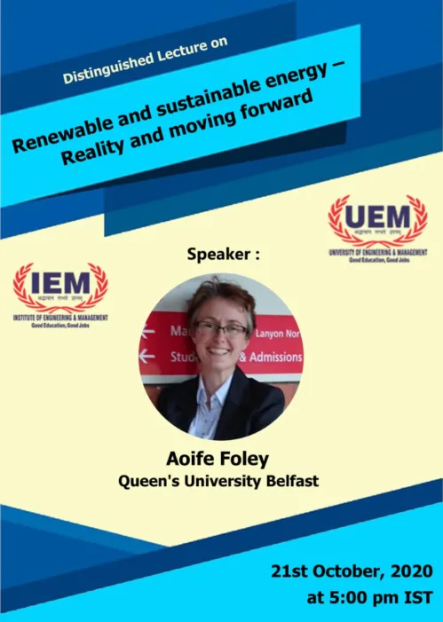 IEM-UEM in Association with SMART Society, USA invites all Alumni, Students, Faculty and Staff to register for and attend IEM/UEM DISTINGUISHED LECTURE.