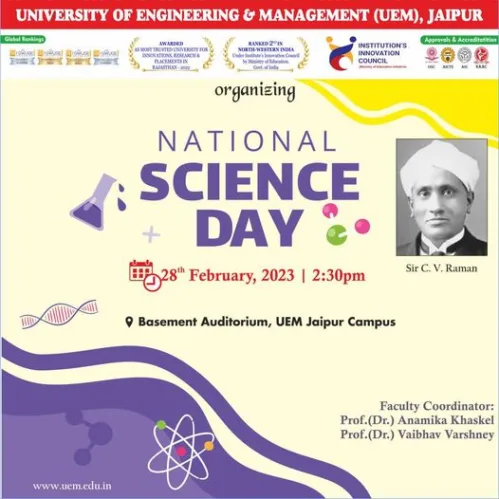 Institution Innovation Council (IIC) of University of Engineering & Management (UEM) Jaipur is organizing an Essay competetion on Eve of “National Science Day”