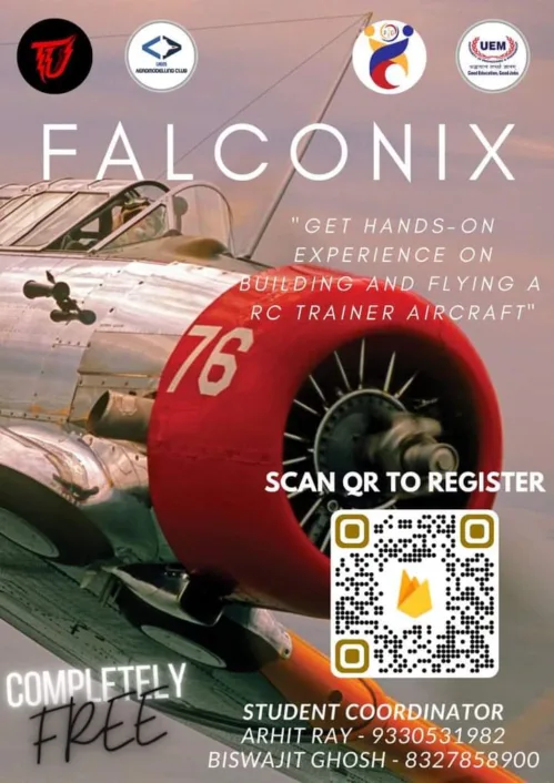 AEROMODELING CLUB, University of Engineering & Management (UEM), JAIPUR initiative – Student members of UEM Aeromodeling Club organised the workshop FALCONIX on 11th and 12th March 2023 as a pre-requisite for upcoming techfest TechUtopia 2023.