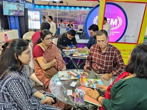 Students and visitors from all across the state of Rajasthan and around were very impressed with the developments of Internet of Things (IoT), Artificial Intelligence (AI), Augmented and Virtual Reality (AR-VR) developments by the students of the University of Engineering & Management (UEM), JAIPUR, in Rajasthan Patrika Edufest 2023, 19th, 20th and 21st May, 2023, at Birla Mansarovar Exhibition Ground Jaipur. In three days an education fair more than 500+ students visited the pavilion.