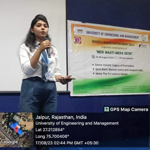 Students of the University of Engineering & Management (UEM), JAIPUR participated in three days celebration events of a campaign Meri Maati Mera Desh.