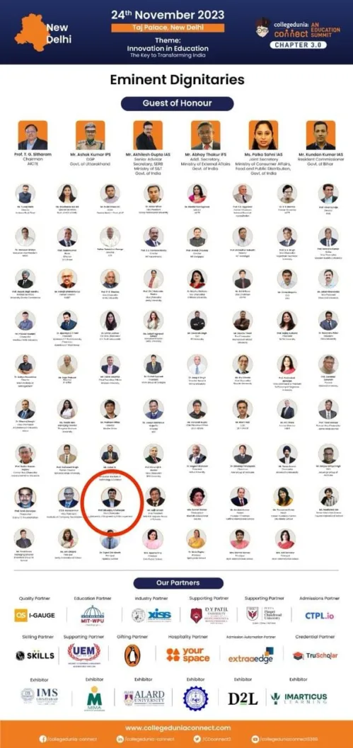 Prof. Dr. Biswajoy Chatterjee, Vice-Chancellor, University of Engineering & Management (UEM), JAIPUR will be speaking at “Collegedunia Connect 3.0,”