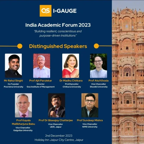 Prof. Dr. Biswajoy Chatterjee, Vice-Chancellor, University of Engineering & Management (UEM), JAIPUR, will be speaking at the India Academic Forum, 2023