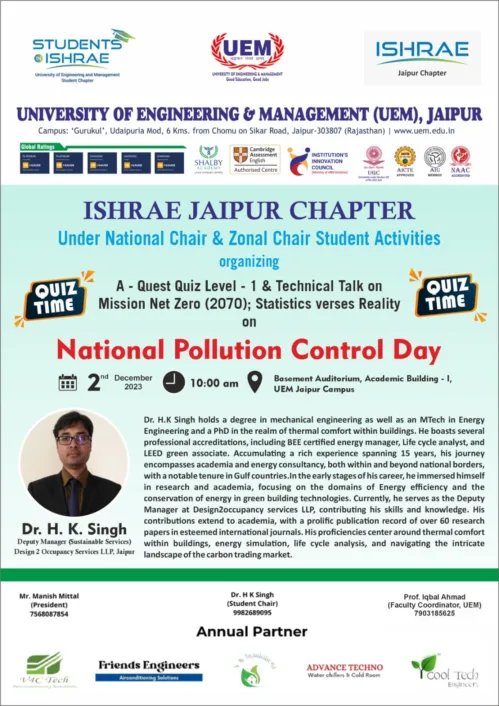 IIC Celebration Activity on National Pollution Control Day – 02nd Dec 2023