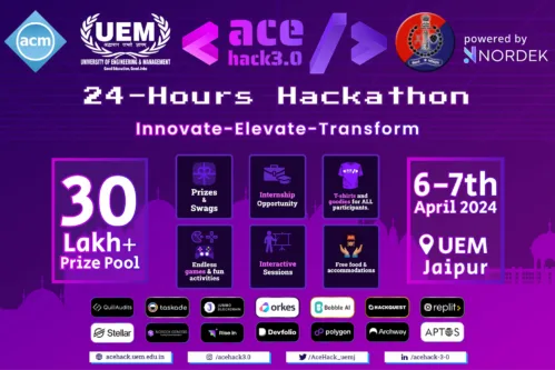 University of Engineering and Management Jaipur ACM Student Chapter in Association with Rajasthan Police Cyber Cell hosts the National Level hackathon.