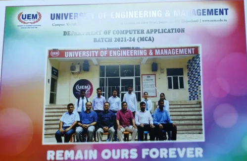 Batch Photo of BCA & MCA – 2024 passing out batch of the University of Engineering & Management (UEM), Jaipur.