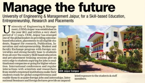 We feel so proud to inform you all that the University of Engineering & Management (UEM), Jaipur has once again emerged as a leader from Rajasthan in Times Engineering Ranking 2024.