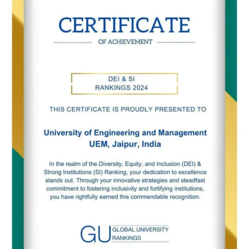 It is a matter of immense pride this year, for all of us at UEM JAIPUR, that we are getting a series of prestigious international recognitions.