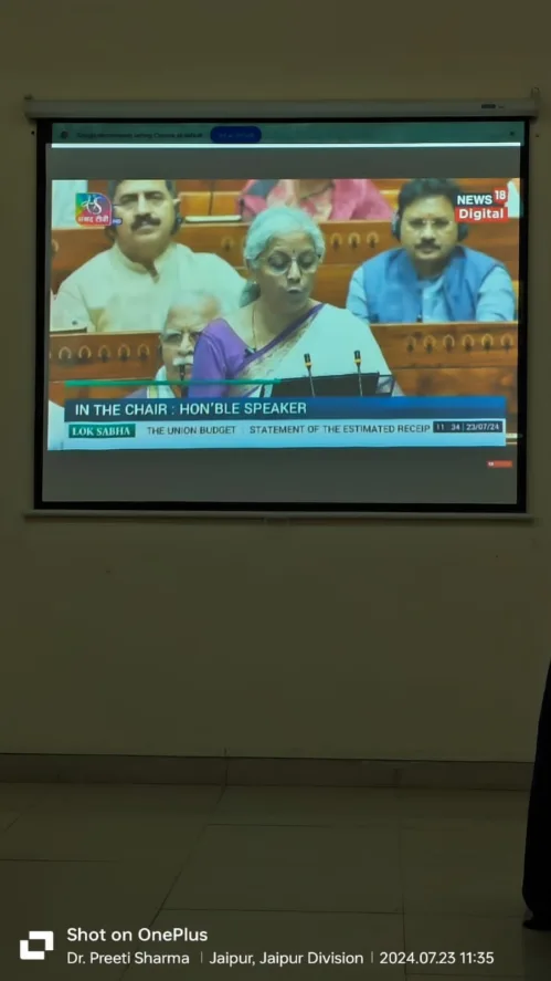 Management students are observing the budget session delivered by Finance Minister Nirmala Sitharaman