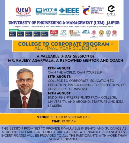 Day 1: “College to Corporate Program for All Final Year Students”