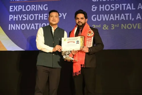Dr. Gaurav Shrivastava, Associate Professor , Department of Physiotherapy at University of Engineering and Management (UEM), Jaipur, has been Honoured with a “Guest of Honour as speaker at the National Physiotherapy Conference “.