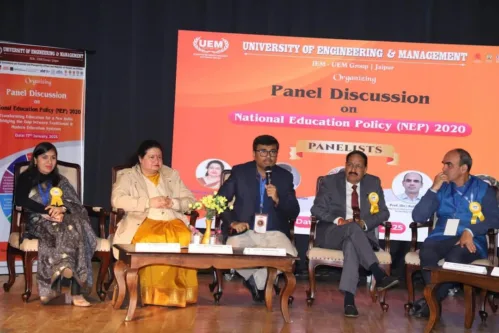 Panel discussion sessions on National Education Policy from UEM JAIPUR at the Rajasthan International Centre.