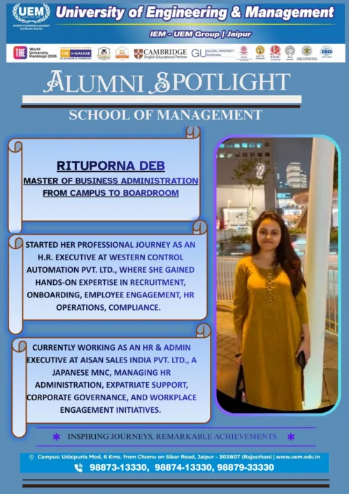 Alumni Spotlight: Rituporna Deb H.R | IEM-UEM Group | Jaipur