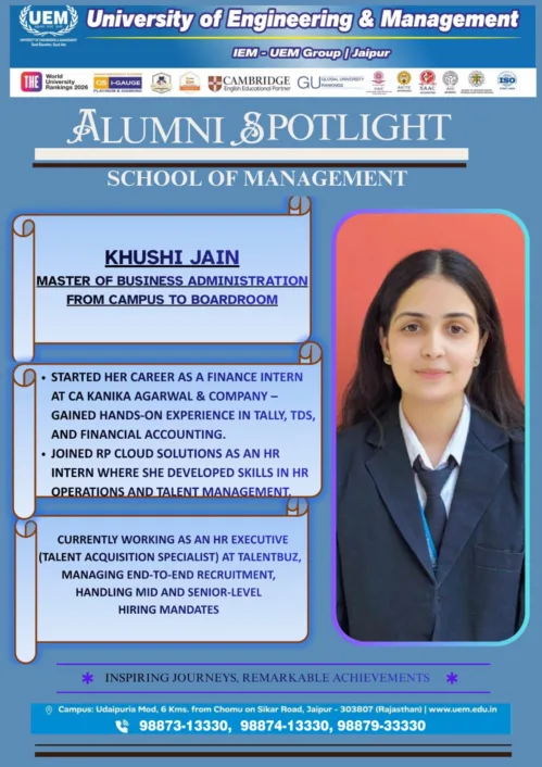 Alumni Spotlight: Khushi Jain MBA | IEM-UEM Group | Jaipur