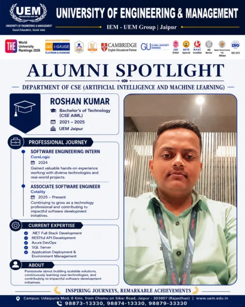 Alumni Spotlight: Roshan Kumar B.Tech | IEM-UEM Group | Jaipur