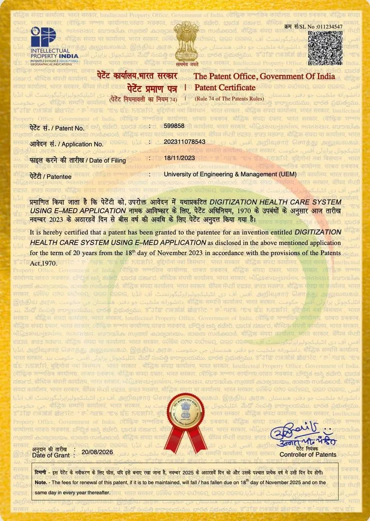 UEM Patent Granted E-Med Healthcare