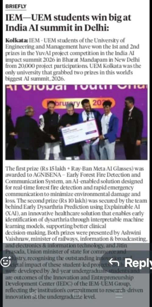 IEM-UEM Students win big at India AI summit in Delhi