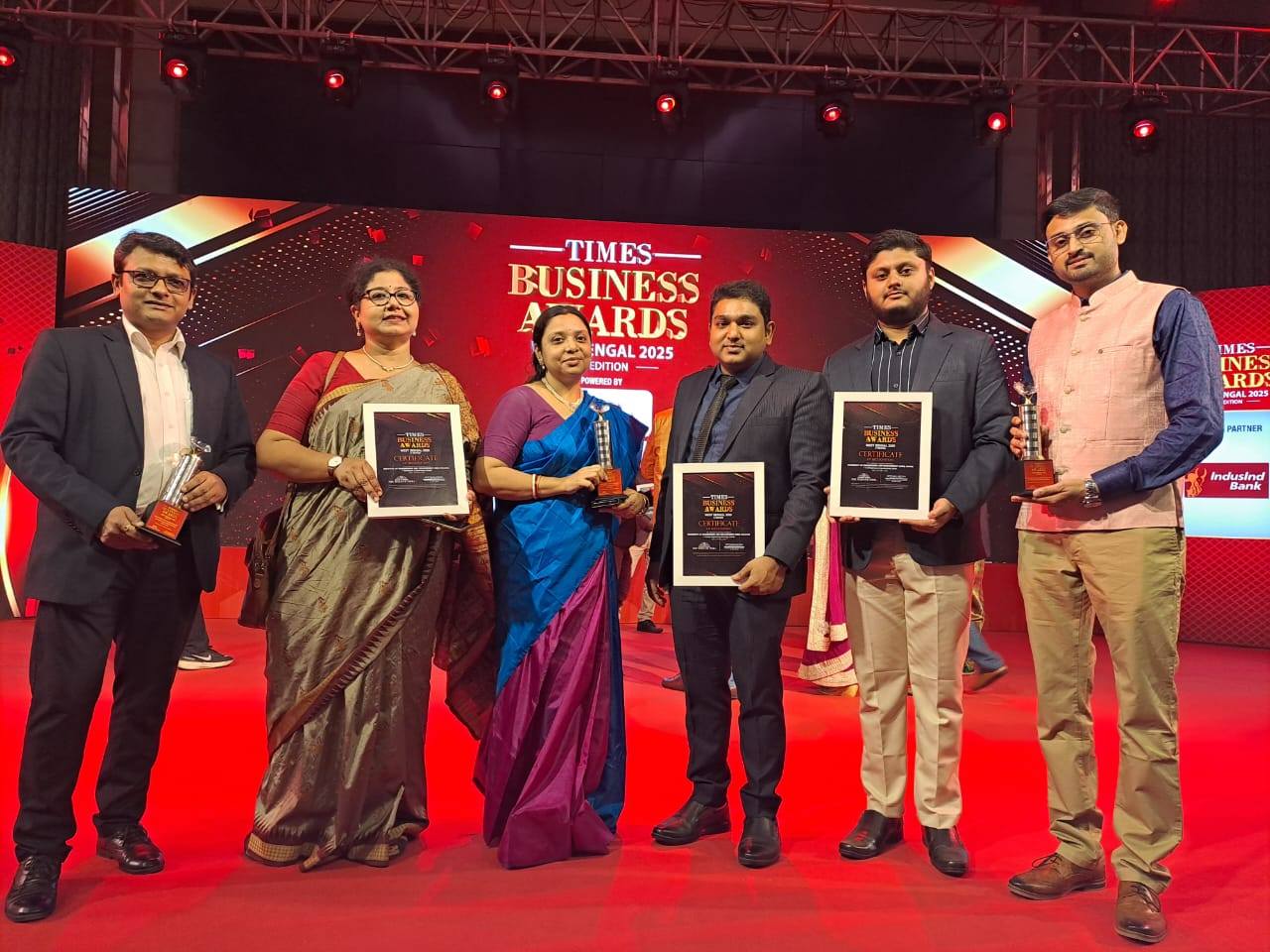 We are delighted to share that Prof. Sourav Chakraborty, Assistant Professor – CSE, and Prof. Sayak Pramanik, HoD – Computer Applications, proudly received the Times Now Business Excellence Award, West Bengal 2025, on behalf of University of Engineering & Management (UEM), Jaipur.