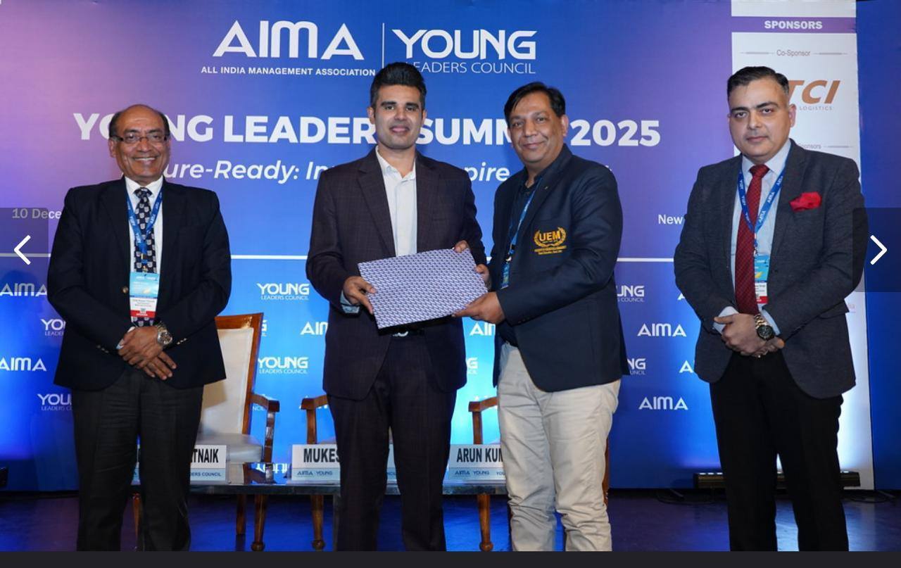 University of Engineering & Management (UEM), Jaipur is proud to share that Prof. (Dr.) Mukesh Yadav represented the university at the prestigious AIMA Young Leaders Summit.