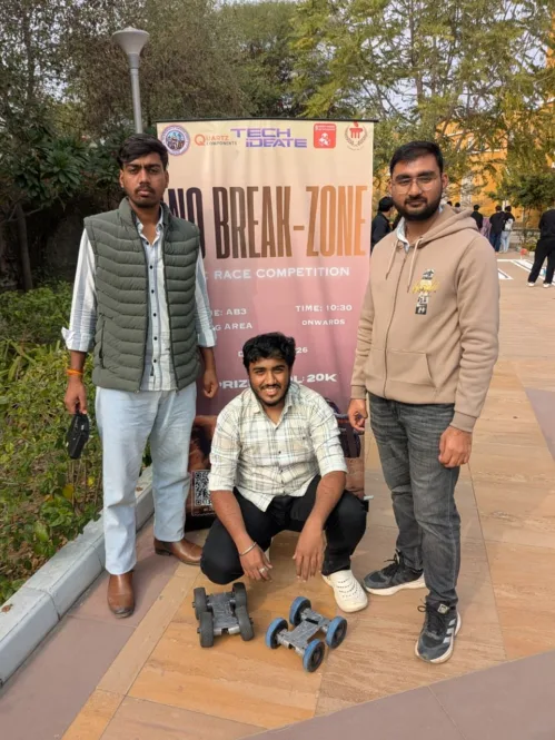 University of Engineering & Management (UEM), Jaipur proudly celebrates the outstanding achievement of its Shunya Student Chapter, whose students secured the Winner and First Runner-Up positions at Roborace during Techideate, hosted by Manipal University Jaipur on 31st January 2026.