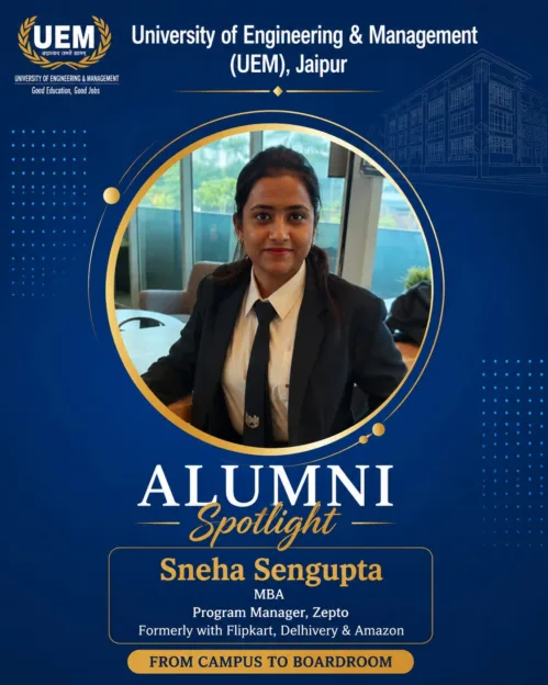 Currently serving as a Program Manager at Zepto, Sneha has also contributed to some of India’s leading organizations, including Amazon, Delhivery, and Flipkart, gaining invaluable experience. ALUMNI SPOTLIGHT: Sneha Sengupta