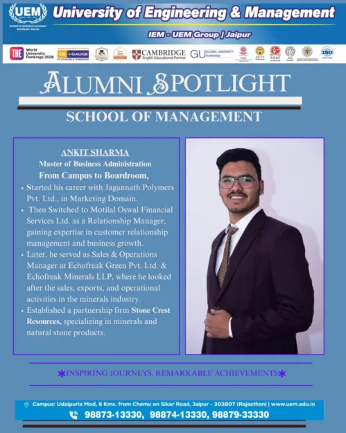 Alumni Spotlight: Anikit Sharma - IEM-UEM Group | Jaipur