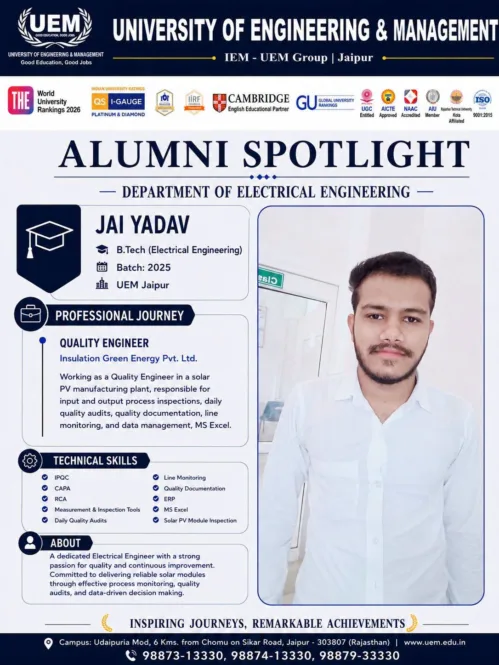Alumni Spotlight: Jai Yadav B.Tech | IEM-UEM Group | Jaipur