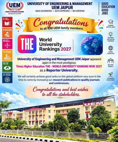 UEM Jaipur Featured as Reporter University in THE World University Rankings 2027